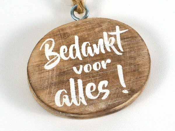 Bedankt voor alles! - hanger ovaal woodart