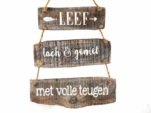 Leef lach geniet - boomstammetjes woodart