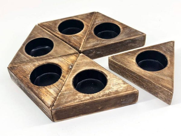 Natural - waxinehouder driehoek  woodart