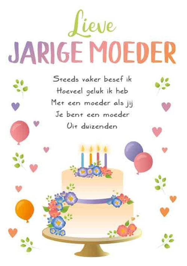 Lieve jarige moeder - wenskaart Intense