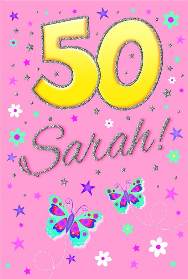 Sarah 50 jaar - wenskaart that funny age
