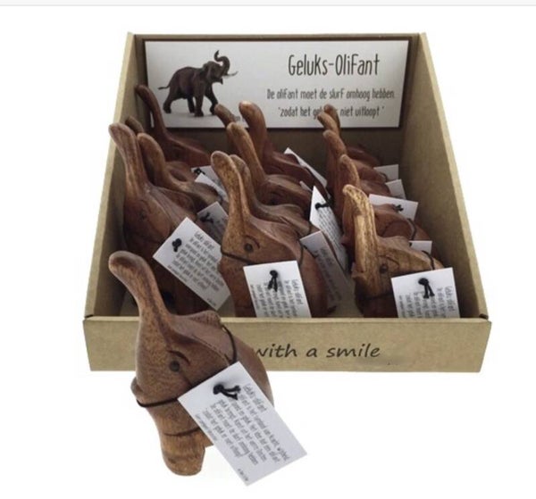 Geluks olifant - hout