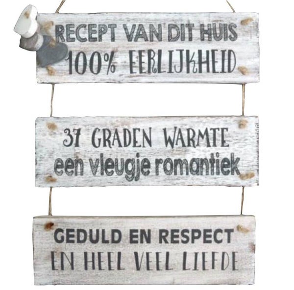 Recept van dit huis... - tekstbord woodart
