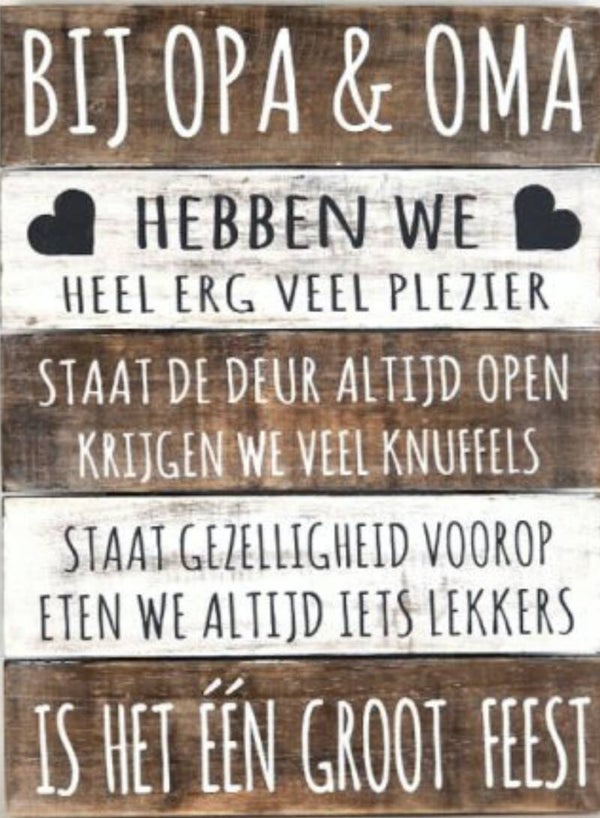 Bij opa & oma - tekstbord woodart