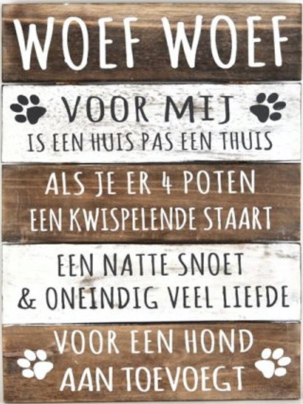 Woef woef - tekstbord woodart