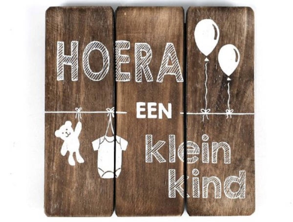 Hoera een kleinkind - tekstbord woodart