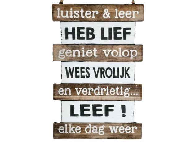 Luister & leer... - tekstbord woodart