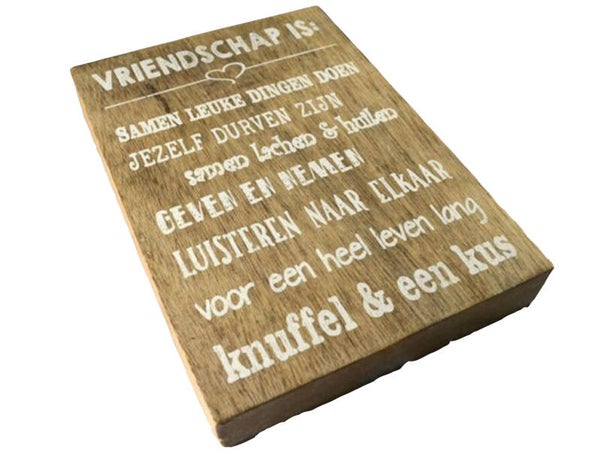 Vriendschap is: - tekstblok woodart