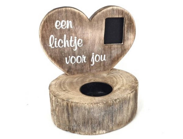 Een lichtje voor jou - waxinehouder met fotolijstje woodart