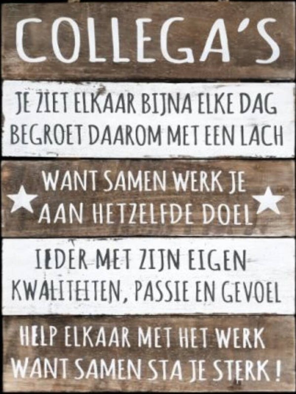 Collega’s - tekstbord woodart