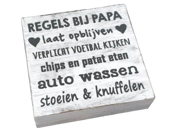 Regels bij papa - tekstblok woodart