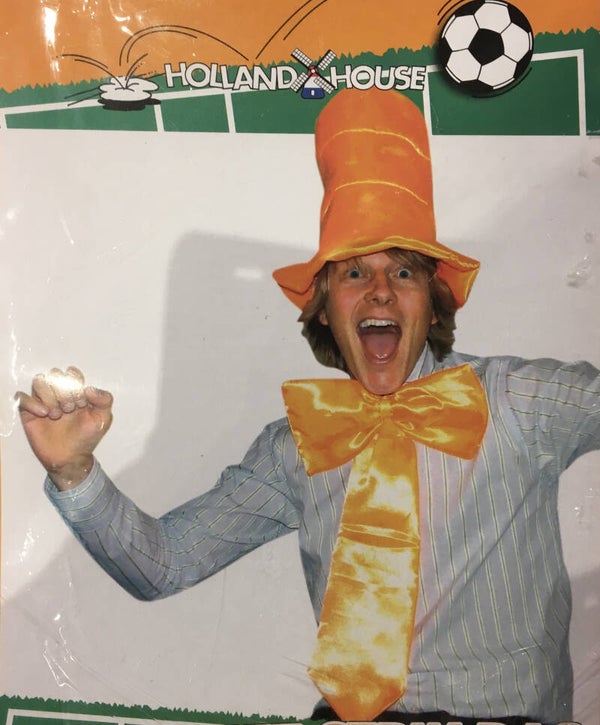 Hoed met strik/das - oranje