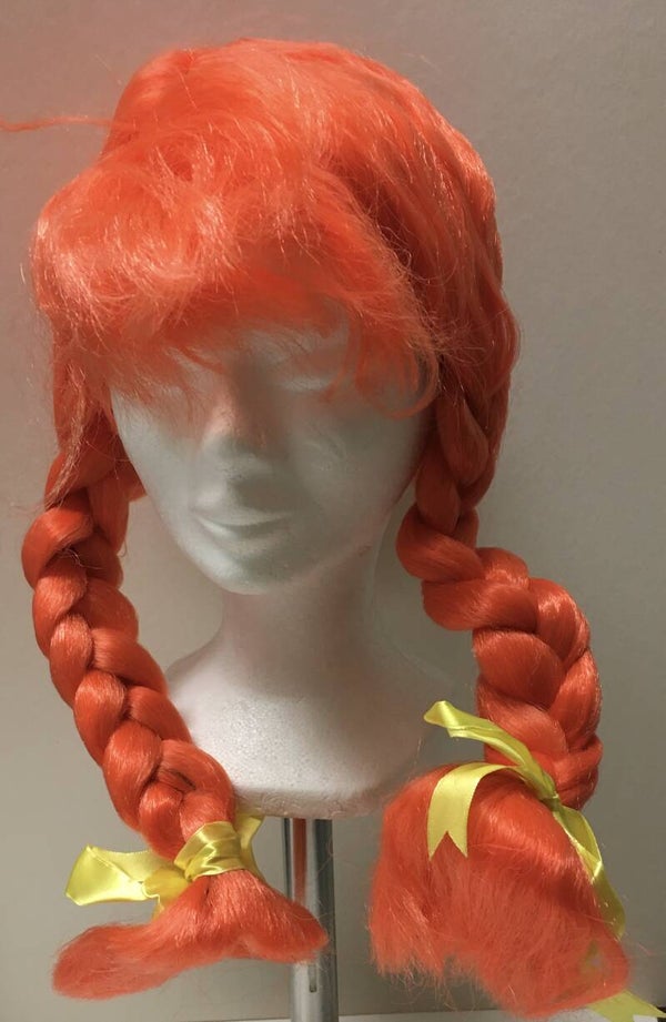 Pruik met vlechten - oranje