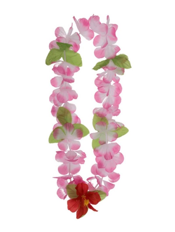 Hawaii krans - flower power roze/wit