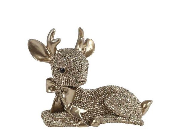 Sculptuur Hert liggend - glinster goud