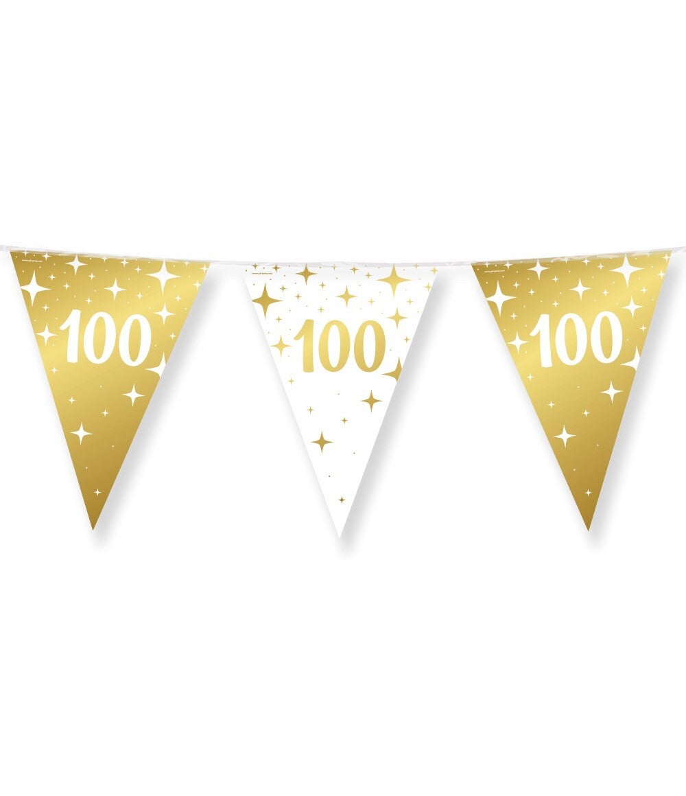 100 Jaar - Fancy party flags - vlaggenlijn goud / wit