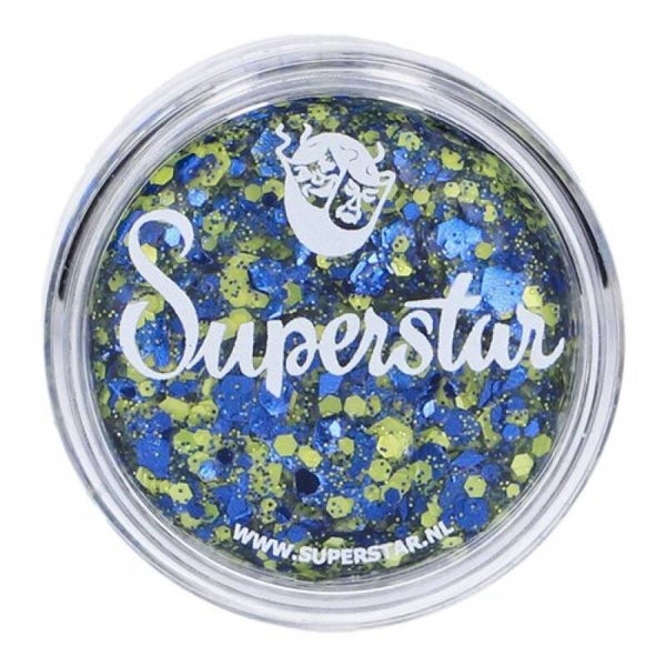 Pressed chunky glitter Cream Blue & Yellow -  bakje glitter wax