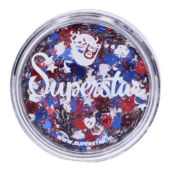 Superstar chunky glitter cream - Red White  & Bleu 016