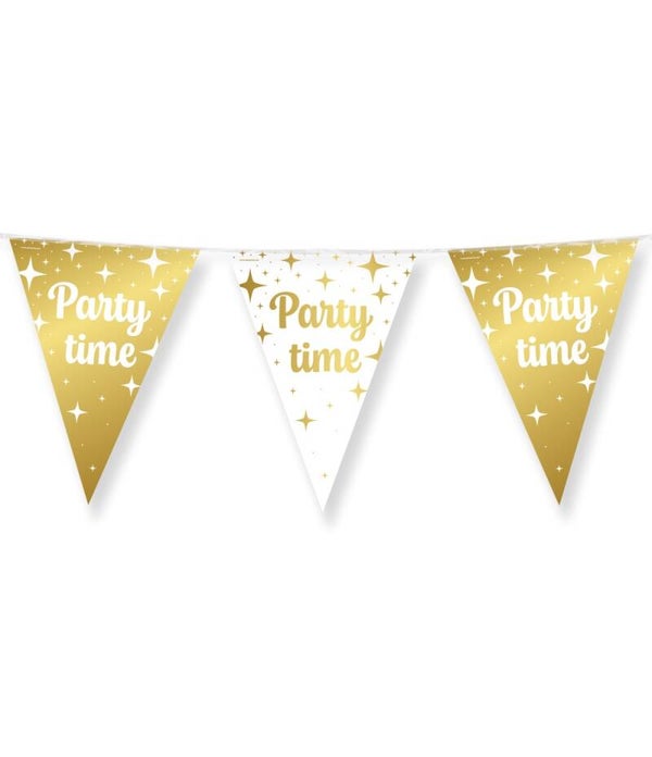 Party time - Fancy party flags - vlaggenlijn goud / wit