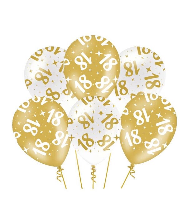 18 Jaar - Fancy party ballonnen goud/wit metallic