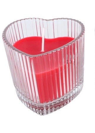 Hart kaarsje - geribbeld glas