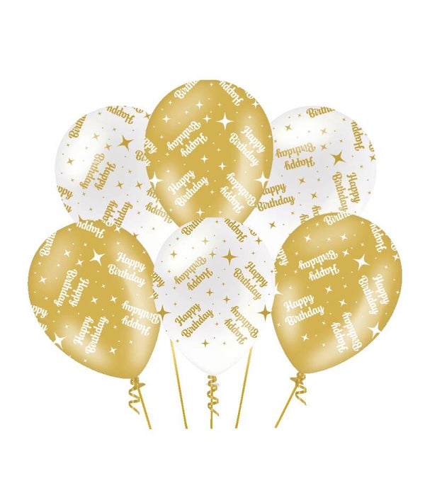 Happy Birthday - Fancy party ballonnen goud/wit metallic