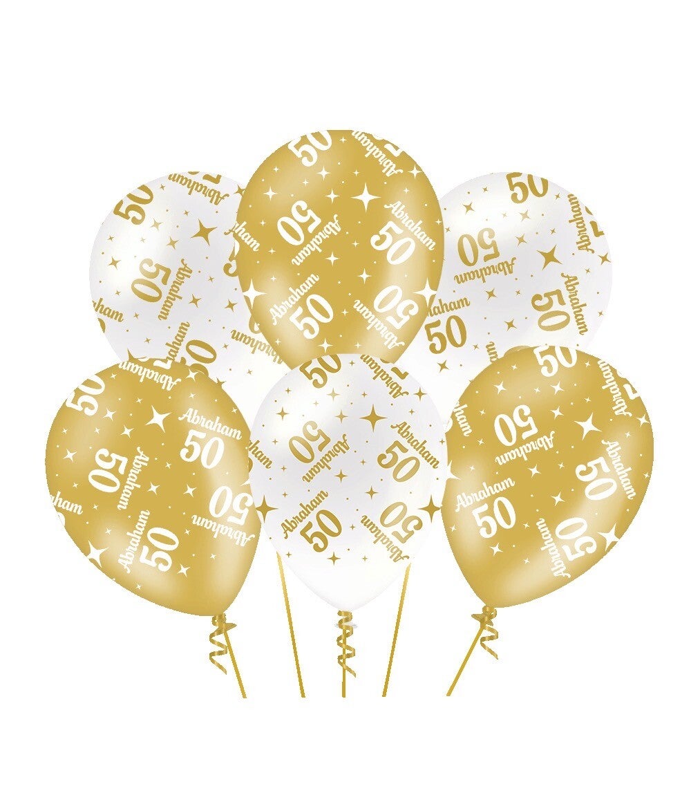 50 Jaar Abraham - Fancy party ballonnen goud/wit metallic