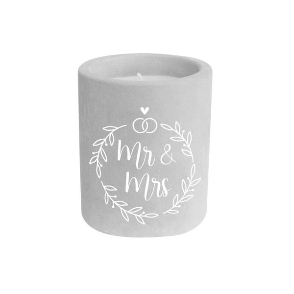 Mr. & Mrs. - cement candle