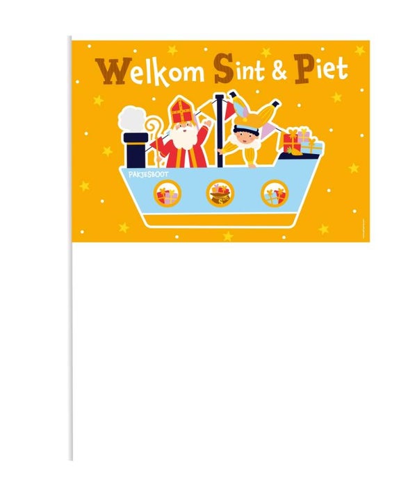 Sinterklaas zwaaivlag - Welkom Sint & Piet