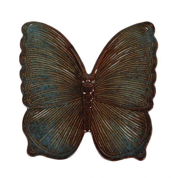Sculptuur Butterfly blauw - vlinder aardewerk