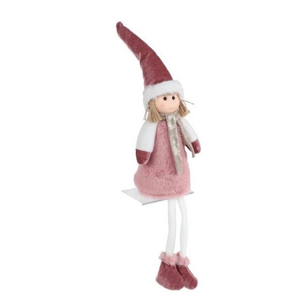 Decoratie Elfje - roze fluweel