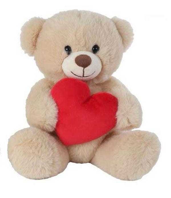 Beer met hart beige - knuffel