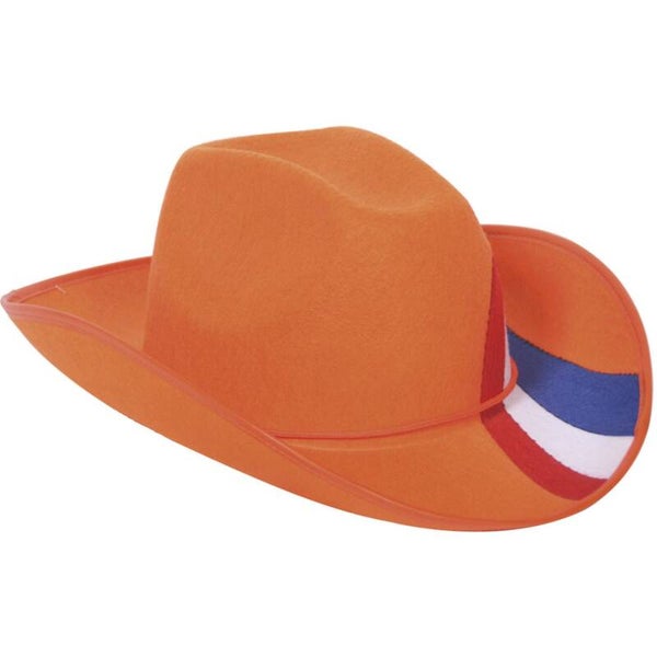 Cowboyhoed vlag - oranje rood wit blauw