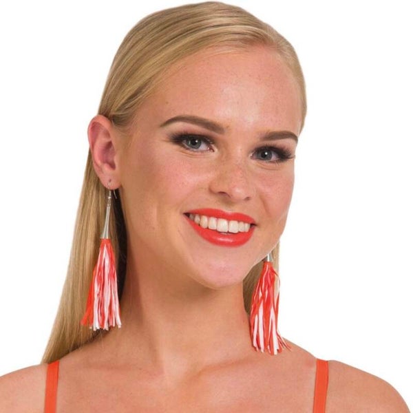 Oorbellen sliertjes - oranje wit