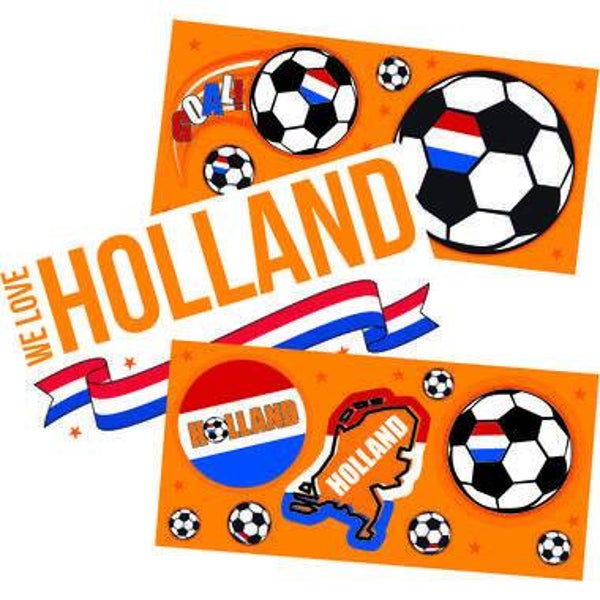 Raamstickers voetbal - Holland oranje 3 vellen