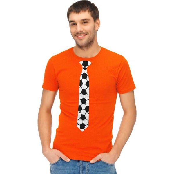 T-shirt met stropdas voetbalprint - oranje