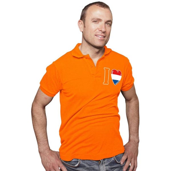 Polo met rood/wit/blauw hart - oranje