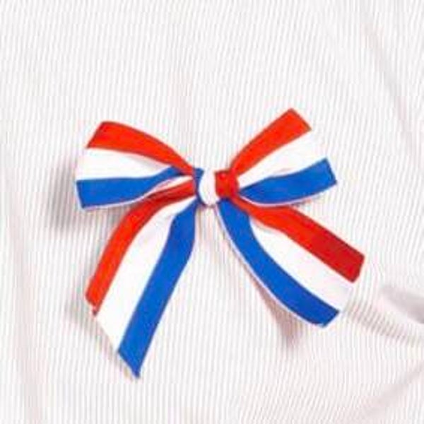 Lintje / strik   - broche rood  wit blauw