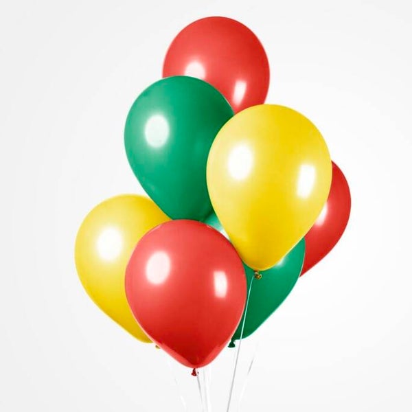 Ballonnenmix carnaval - 100 stuks 30 cm rood/geel/groen