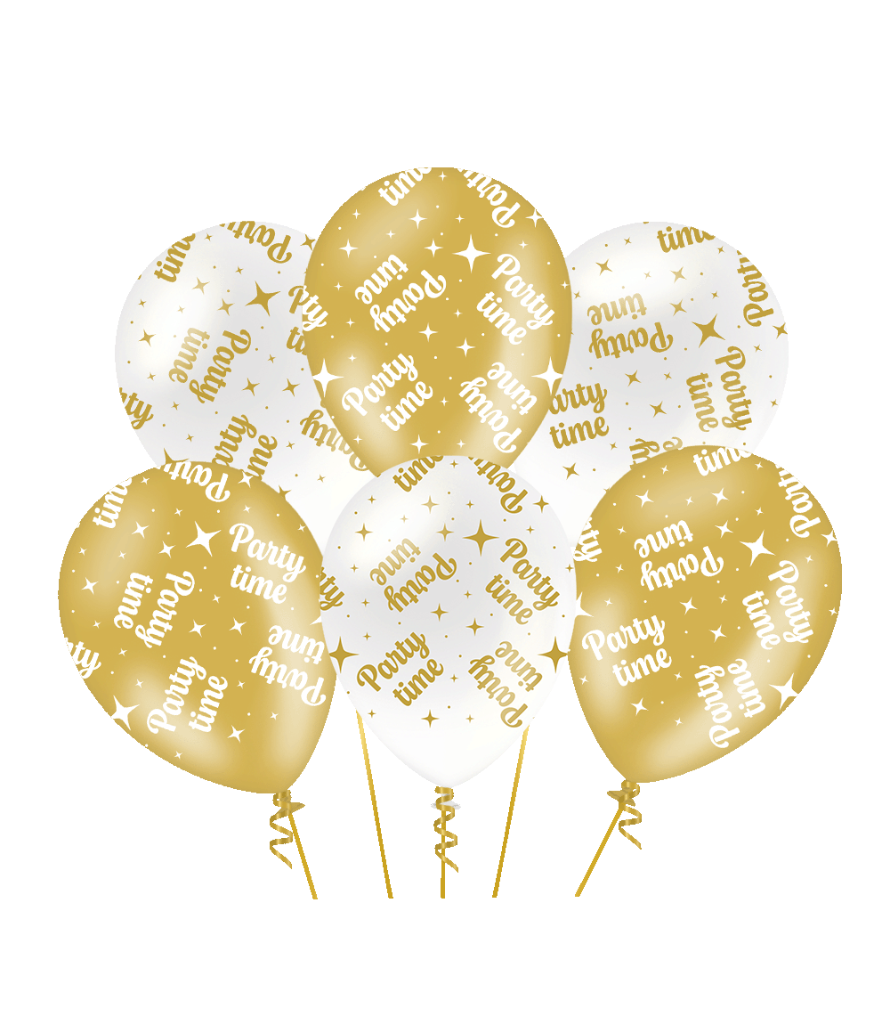 Party time - Fancy party ballonnen goud/wit metallic