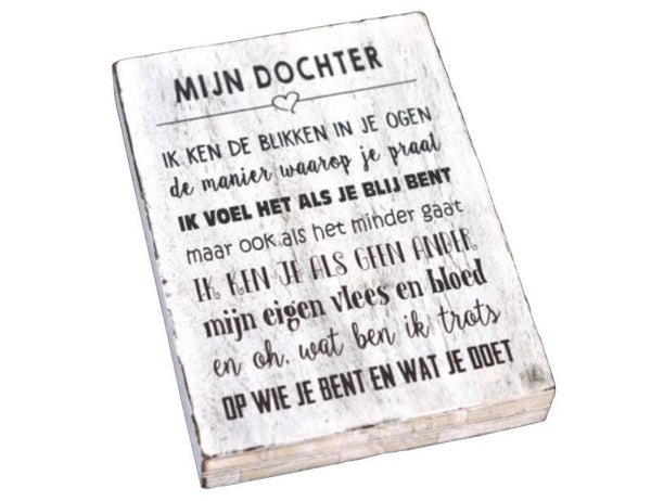 Mijn dochter... - tekstblok woodart