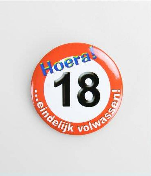 18 Jaar verkeersbord - button klein