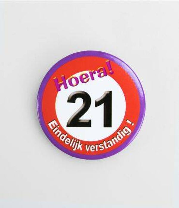 21 Jaar verkeersbord - button klein