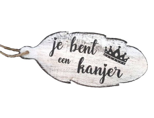 Je bent een kanjer - hanger veer woodart