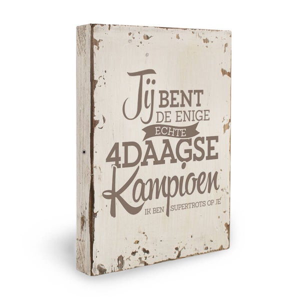 Houten bord 4daagse kampioen