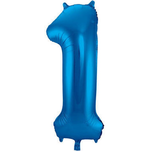 Folieballon blauw  - cijfer 1