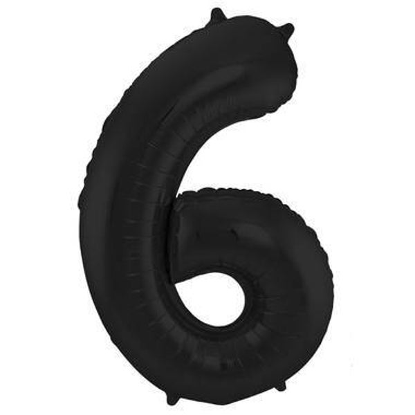 Folieballon zwart  - cijfer 6