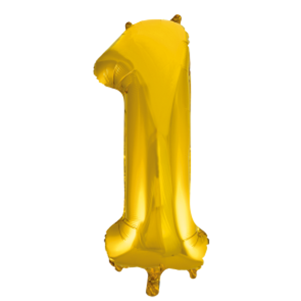 Folieballon goud  - cijfer 1