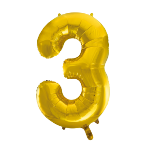 Folieballon goud - cijfer 3