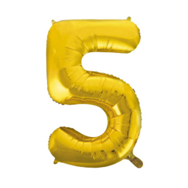 Folieballon goud - cijfer 5